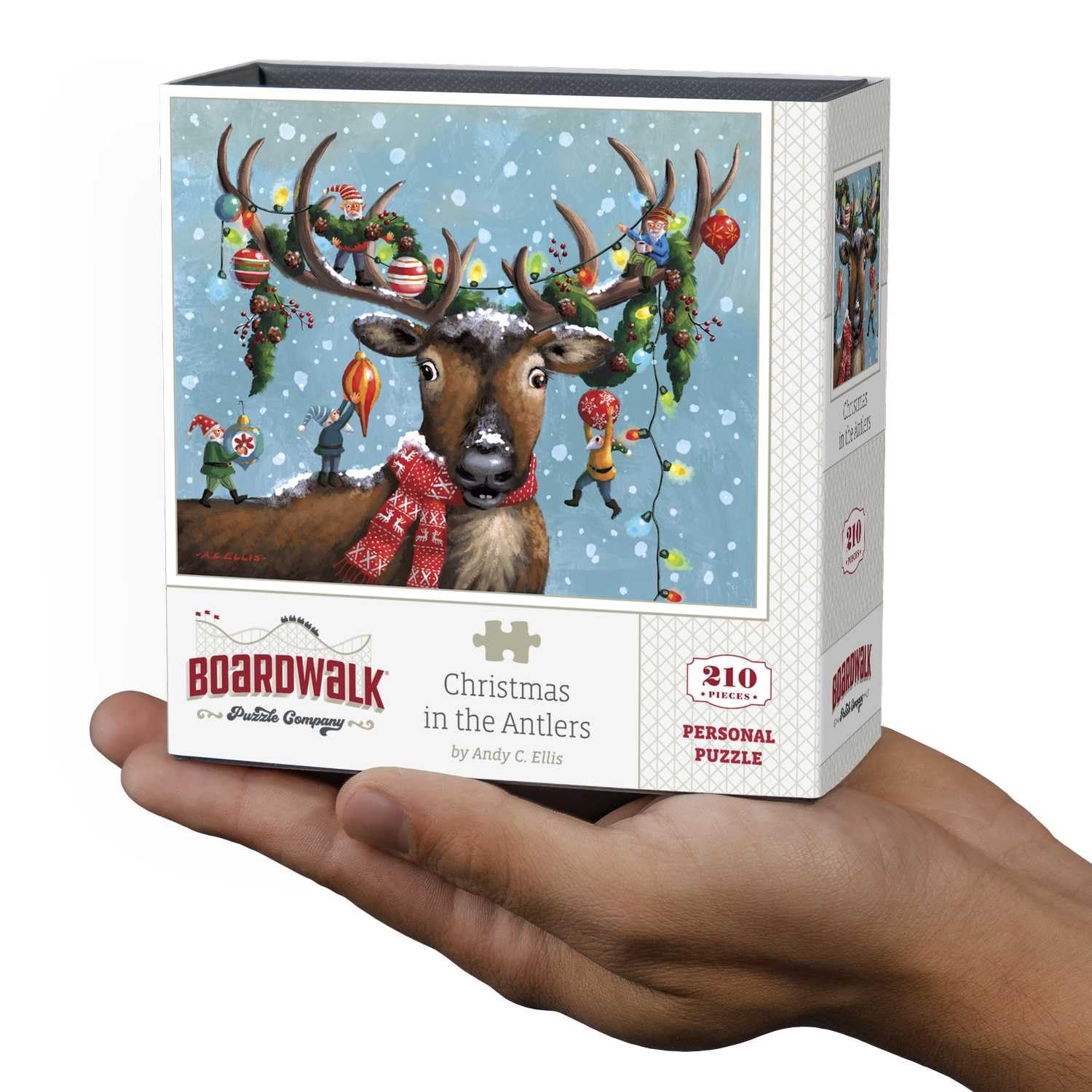 Boardwalk Puzzles Christmas in The Antlers, 210 Piece Jigsaw Puzzle for Adults, Made in USA