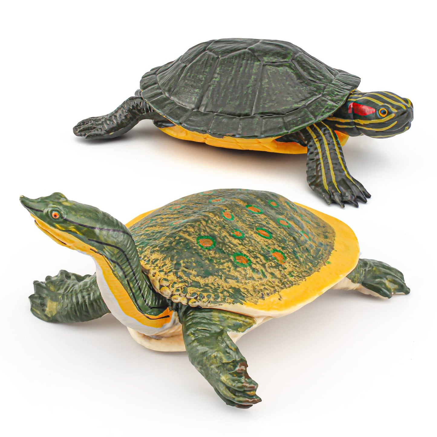 Gufoponas Large Turtle Toys For Kids 2Pcs Realistic Plastic Red-Eared Slider Tortoises Figurine Brazilian Tortoise Figurines Pla