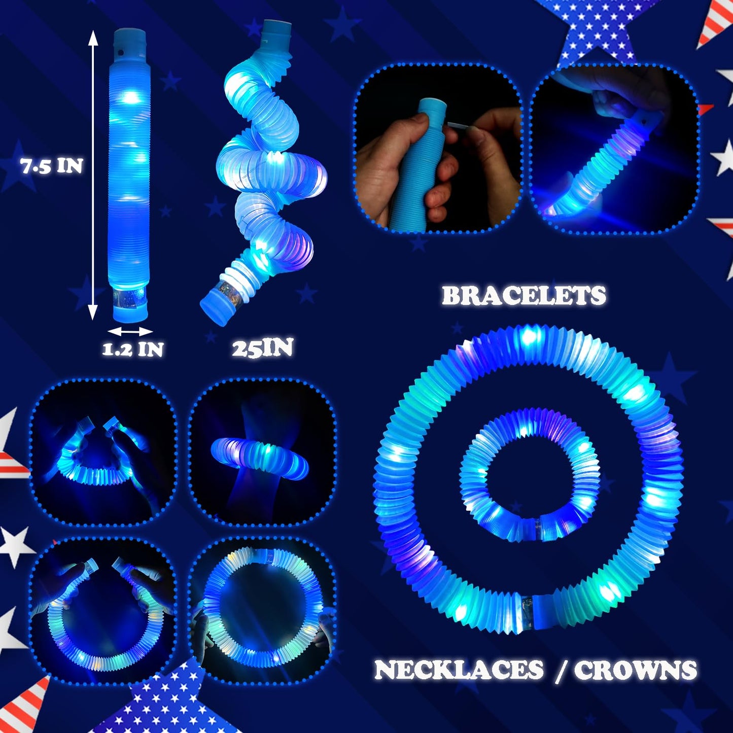 Kannove 12 PCS Blue Glow Sticks Party Favors for Kids, Light Up Pop Tubes Party Favors for Toddlers, Party Goodie Bag Stuffer Fi