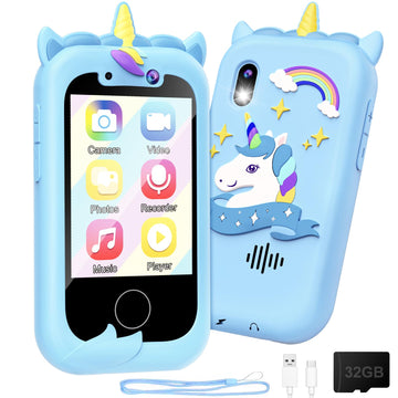 Kids Smart Phone Boys Toy: Christmas Birthday Gifts for Girls Age 3-10 - Working Real Play Cell - Toddler Learning Toy (Blue)
