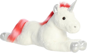 Aurora® Adorable Super Flopsie™ Velvet Swirls Unicorn™ Stuffed Animal - Playful Ease - Timeless Companions - White 27 Inches