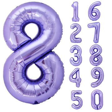 40 Inch Giant Purple Number 8 Balloon, Helium Mylar Foil Number Balloons For Birthday Party, 8Th Birthday Decorations For Kids,