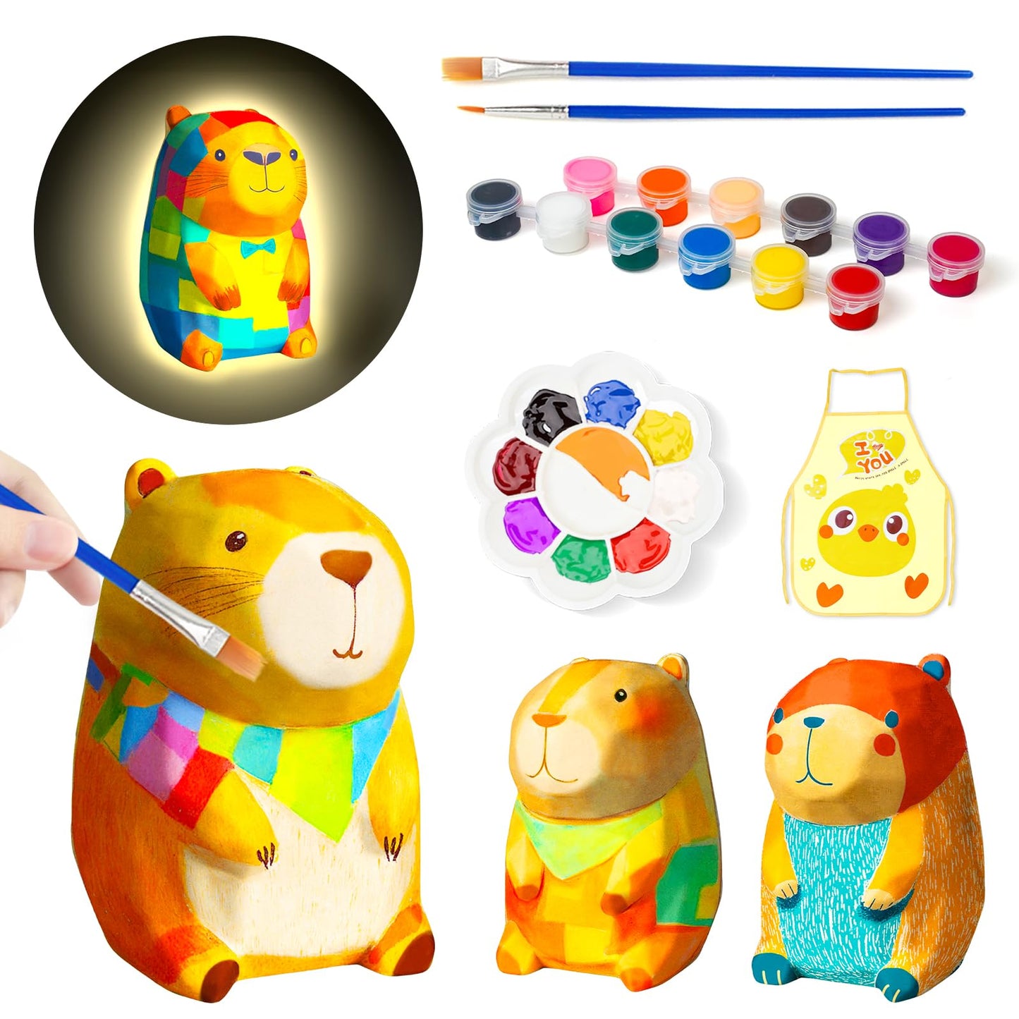 Loungelore DIY Capybara Lamp Kit, 3D Night-Light Art Supplies for Kids Ages 8-12, Plastic, Capybara B Model YQFKMDCSZB003