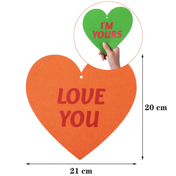Tatuo 16 Pieces Valentine Felt Conversation Hearts Garlands Decorations Double Sided Letter Hanging Candy Heart for Tree Party S