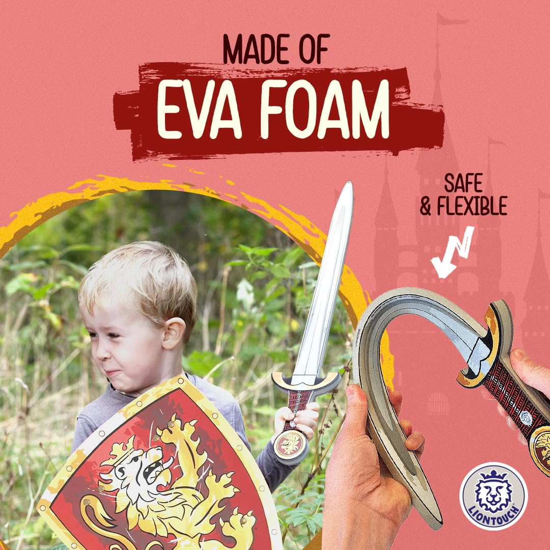 Liontouch - Noble Knight Toy decorative replica blade & Shield for Boys  Red - Age 3-8 Years | Medieval Set in Durable & Safe Foam |  & Battle Accessories for Pretend Play  Dress Up & Knight Costumes for Kids