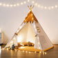 Besrey Toddler Teepee With Padded Mat And Lights, Play Tent For Kids Indoor, Baby Tipee Tent, Large Canvas Childrens Teepee, White Toddler Teepee, Gift For Boys And Girls (Yellow+White)