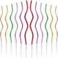 BBTO 12 Pcs Twisted Birthday Candles Spiral Metallic Cupcake Thin Long Cake Candles with Holders for Birthday Wedding Party(Asso