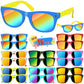 Aggkky Kids Sunglasses Bulk, 16 Pack Kids Sunglasses Party Favors, Neon Kids Sunglasses Bulk For Boys Girls With Uv400 Protectio