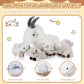 Hollowfly 5 Pcs Goat Plush Toys Gift Set 15.7 Large Mommy Goat Stuffed Animal White with 4 Cute Babies in Zippered Belly Nurturi