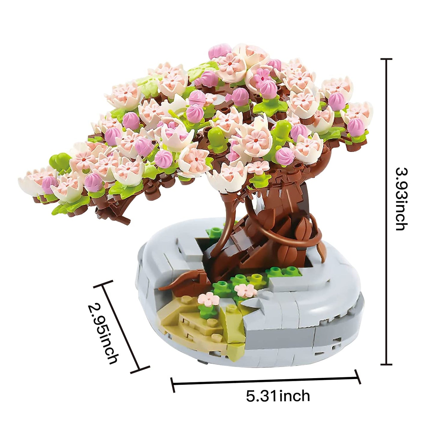 MEIEST Mini Building Blocks Sakura Plant Bonsai Model Set Creative DIY Simulation Cherry Blossom Flower Botanical Collection Construction Building Bricks Toy for Kids mature-themed Home Decor