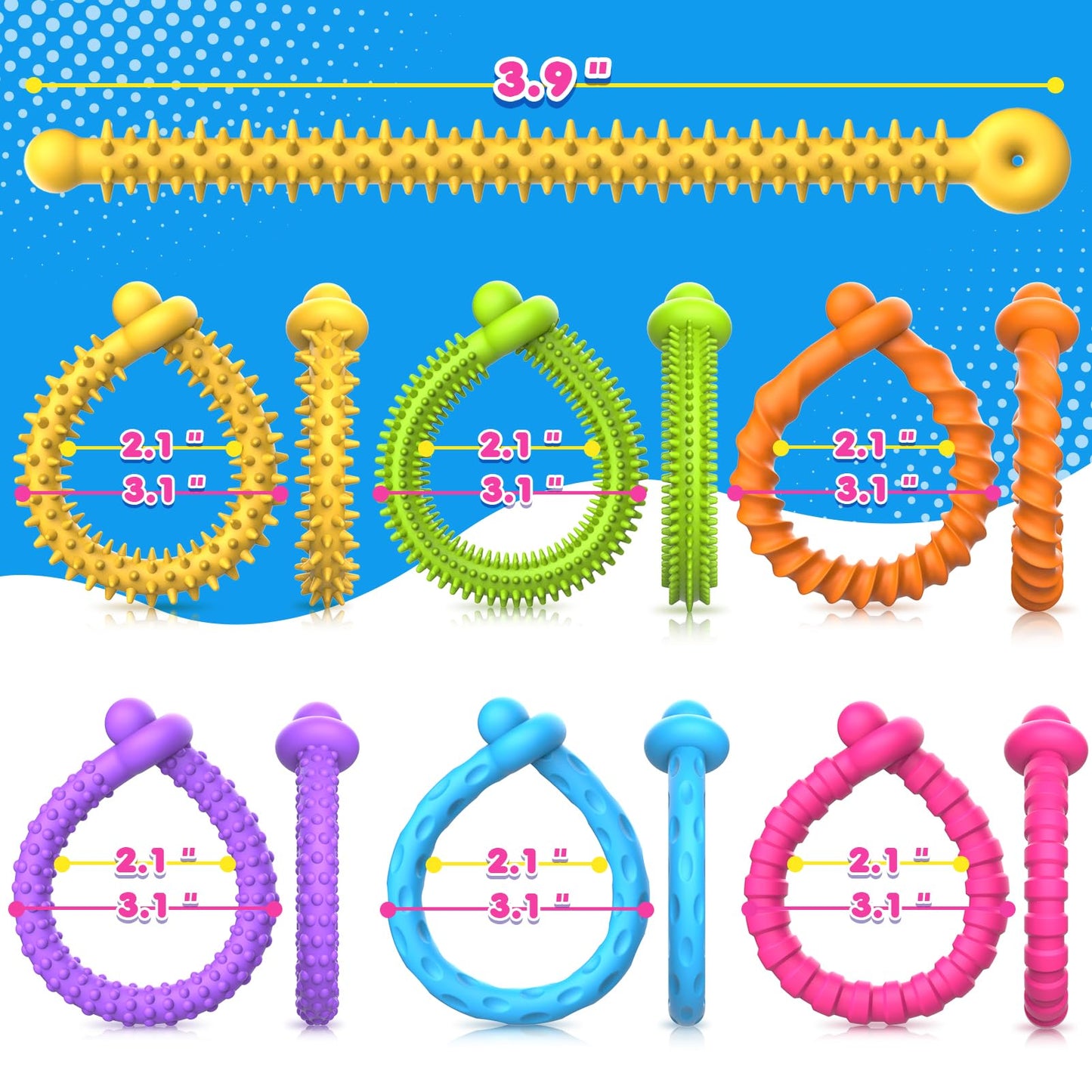 Sensory Toys Fidget Stretchy Strings: Fidget Toys Bracelet For Kids Calming - Adjustable Sensory Bracelet For Autism - Quiet Prizes Box Toys For Classroom 6 Pack