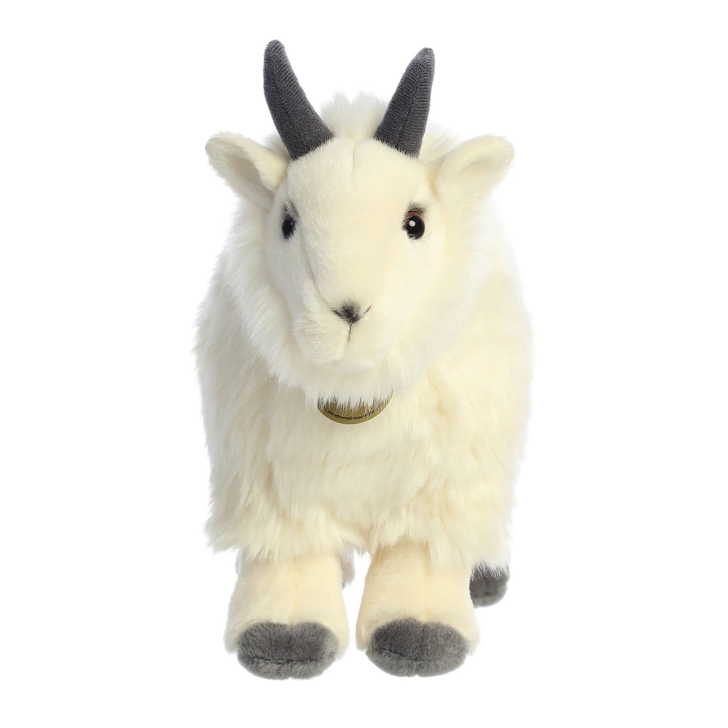 Aurora® Realistic Miyoni® Mountain Goat Stuffed Animal - Lifelike Detail - Cherished Companionship - White 10 Inches