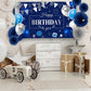 Happy Birthday Banner Large Navy Blue Silver And White Balloons Sign Poster For Children Men Women Birthday Anniversary Party De