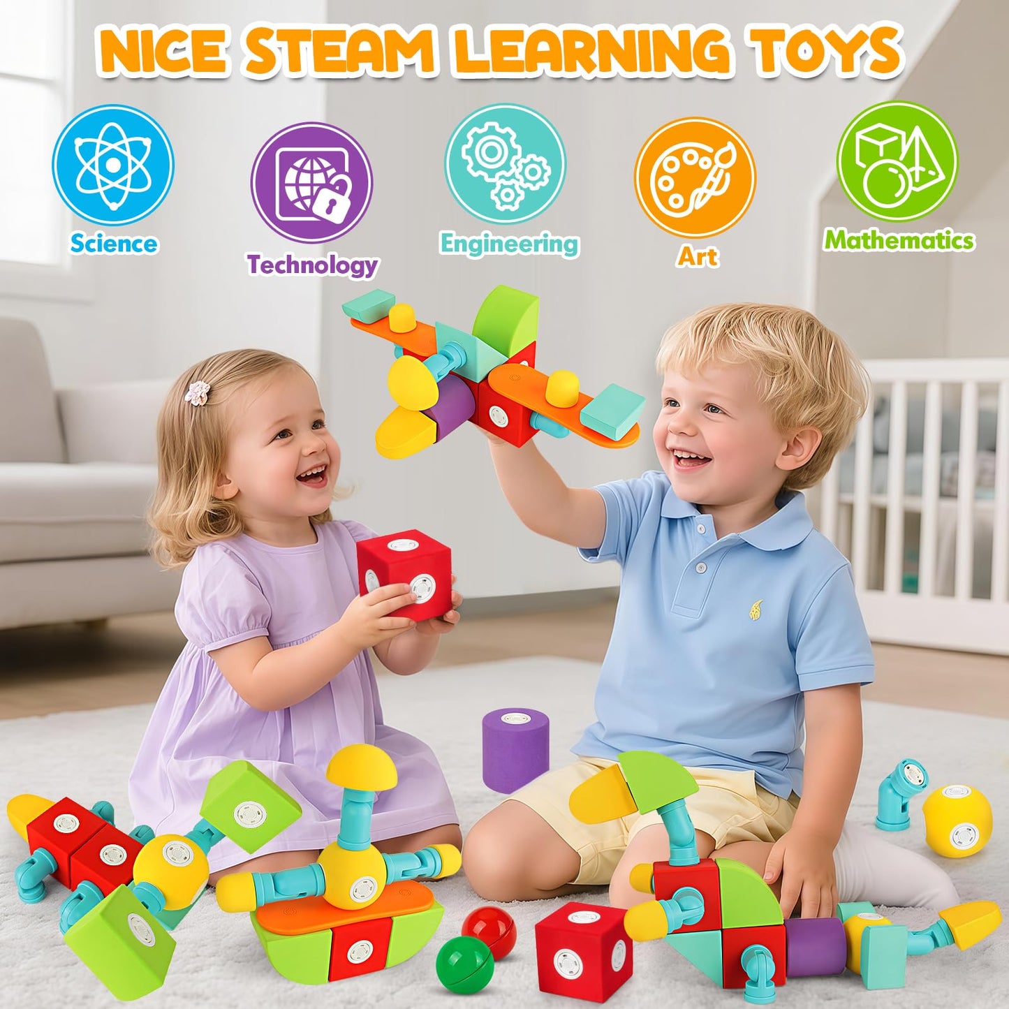 Hodurgyi 26 Pcs Magnetic Foam Blocks For Kids, Large Magnetic Building Blocks For Toddlers 3+, Kids Bath Toys And Preschool Stem