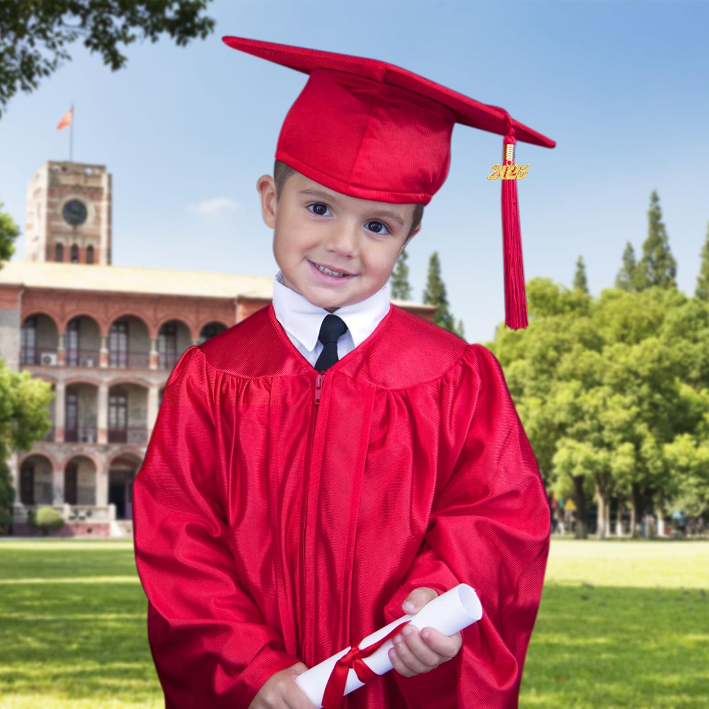 Mukum Kindergarten Graduation Cap And Gown Set With 2025 Charms Tassel Bright Knit Graduations Cap And Gown For Kid Preschool Ki