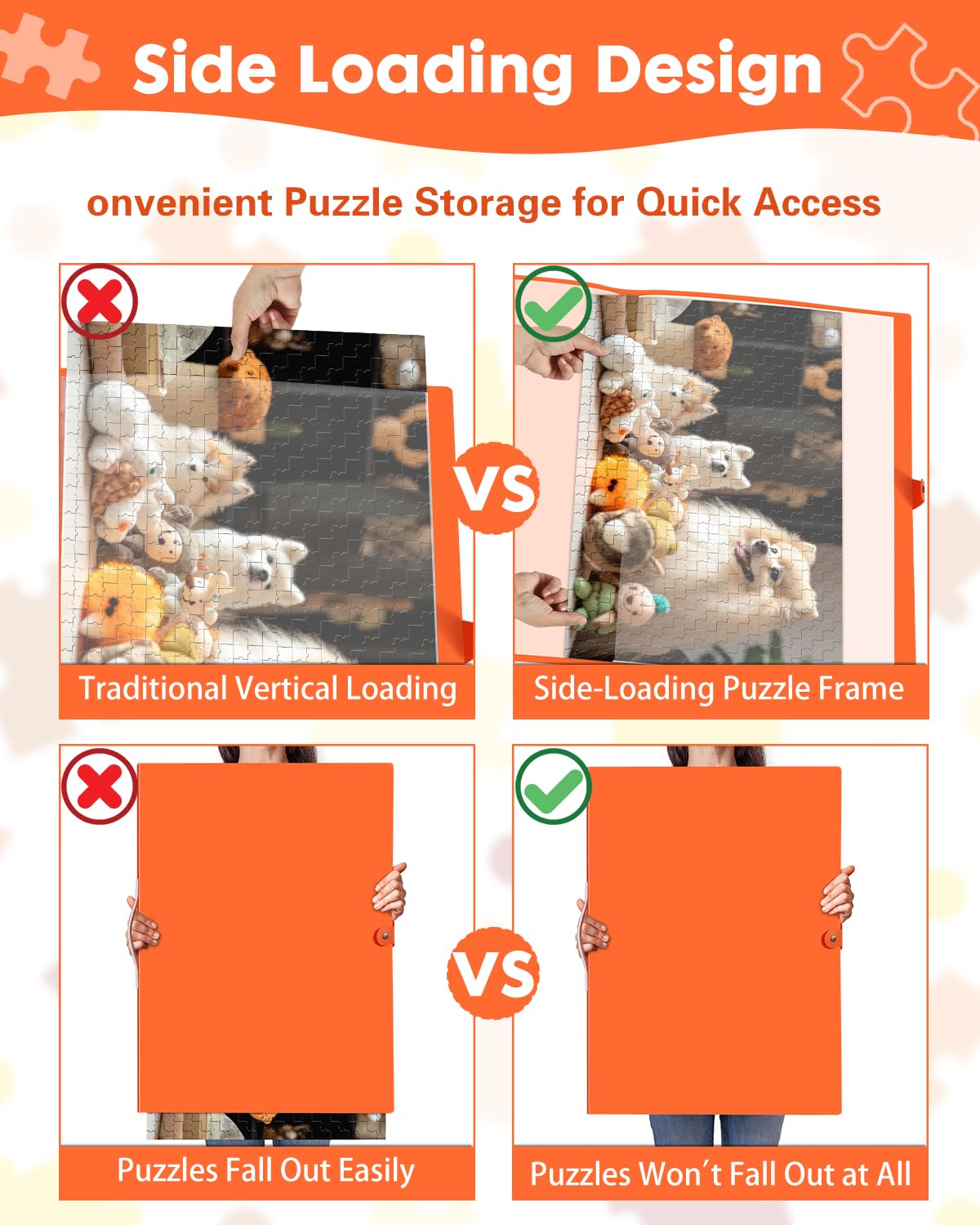Puzzle Storage Folder for 1000-Pieces  20 HD Film Pockets  Dustproof and Stain-Proof  Portable and Mobile  Jigsaw Enthusiasts Puzzle Space-Saving Organizer Accessories(Orange)