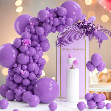 130Pcs Purple Balloons Garlands Kit, 18'' 12'' 10'' 5'' Different Sizes Pack Purple Latex Balloon Arch For Birthday Gender Revea