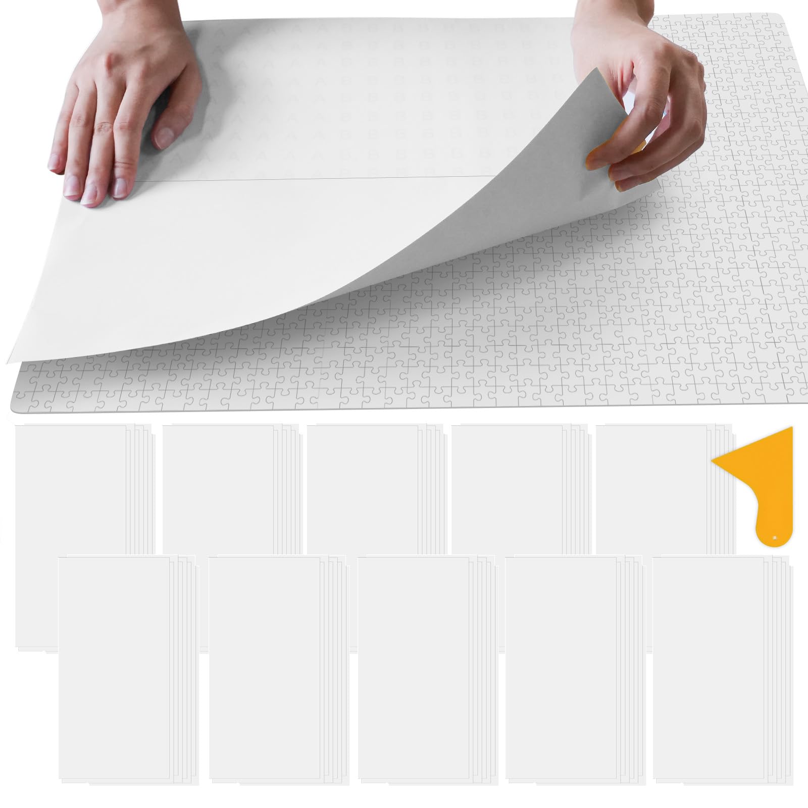 ALL4JIG Puzzle Saver - 96-Pack Puzzle Glue Sheets for 1000-3000 Pieces, Self-Adhesive Sticker Sheets, Easy to Preserve & Frame J