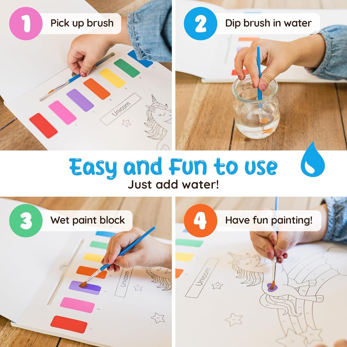 Paint With Water Coloring Books For Toddlers: 3 Books, Mess Free Kids Watercolor Painting Activity Kit - Arts And Crafts For Kid