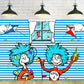 Blue Stripes Backdrop Party Supplies Birthday Theme Photo Background Cat in The Hat Banner for Birthday Party Caketable Decorati