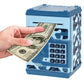 Renvdsa Cartoon Electronic Atm Password Piggy Bank Cash Coin Can Auto Scroll Paper Money Saving Box Gift For Kids (Blue Camouflage)