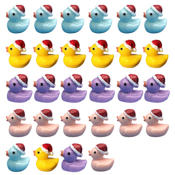 Eomtur 50Pcs Mini Hat Ducks, Exquisite Mini Duck Dolls Cute Duck Party Decorations Birthday Shower Cake Decorations (Multi-Color