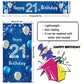 Happy 21St Birthday Door Cover Porch Banner Sign Set - 21 Years Old Birthday Decoraions Party Supplies For Men - Blue