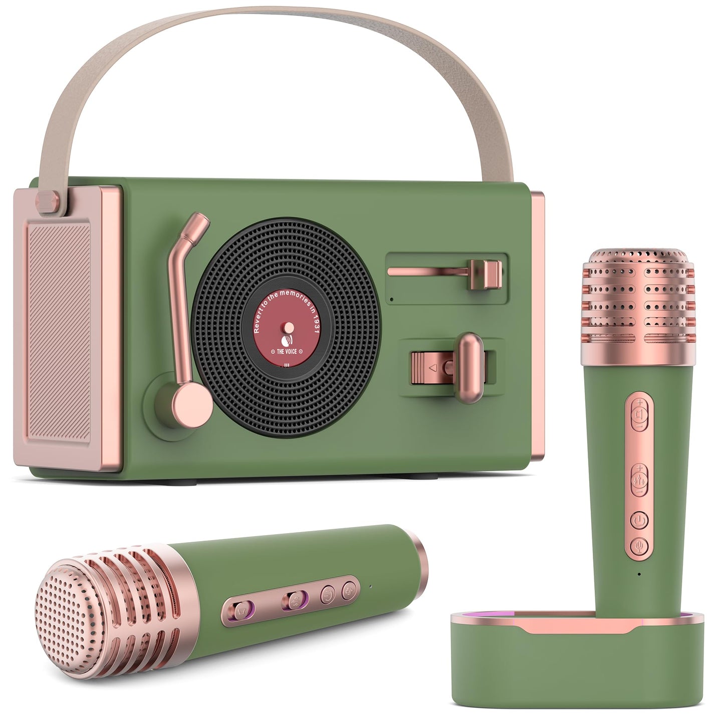 Wowmoment Mini Karaoke Machine For Kids&Adults, Portable Bluetooth Speaker With 2 Wireless Microphones, Stereo Sound Enhanced Ba