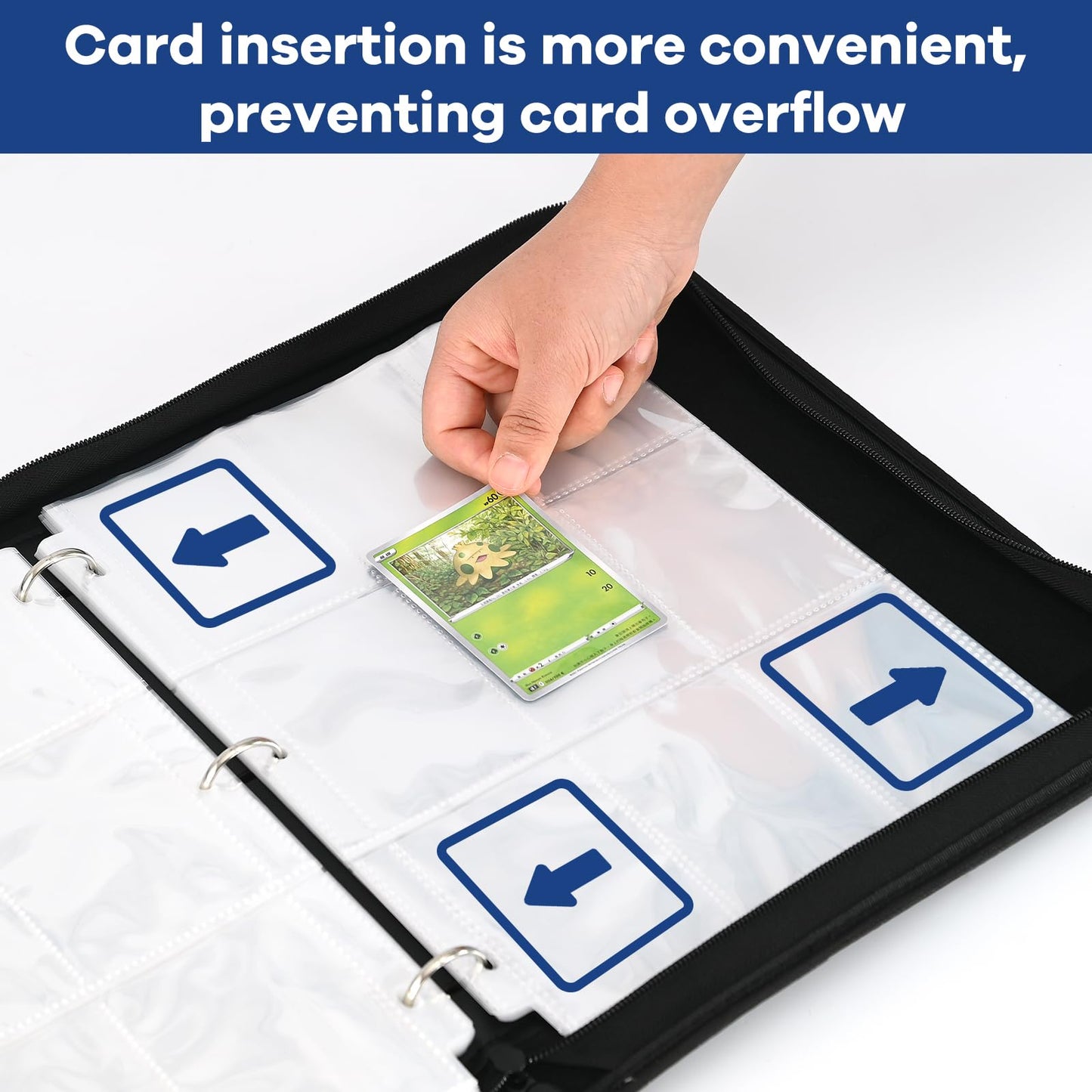 MAYGIBYE Card Binder 9 Pocket enhanced Zip Trading Card Binder 900 Double Sided Pocket PU Collection Binder Collector Album Card Folder for MTG  TCG  Sports Cards (Twill  9 Pocket)