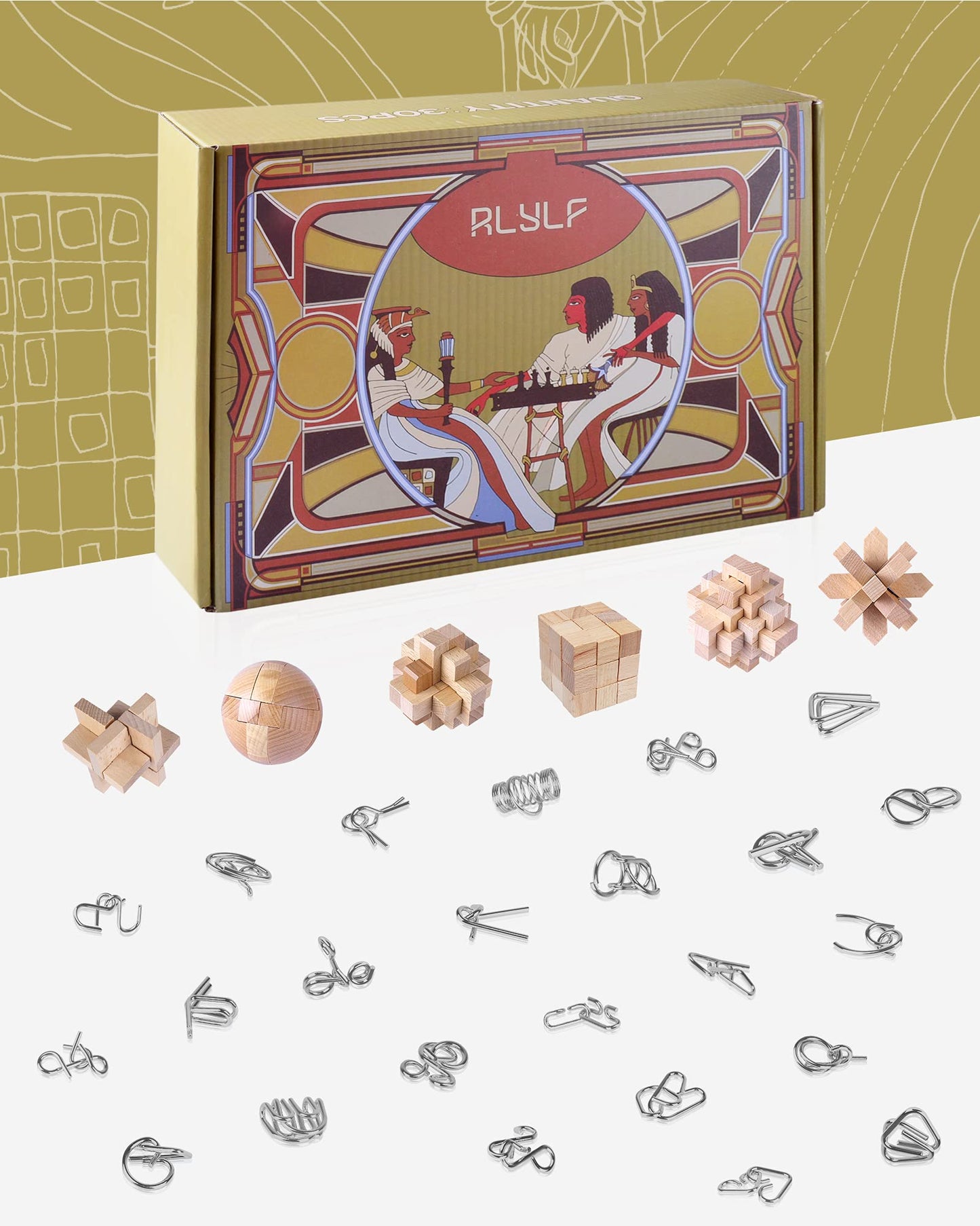 RLYLF 30Pcs Brain Teaser Puzzles for Puzzle Games Educational Toys Mind Puzzles Wooden and Metal Puzzles 3D Puzzles Unlock Interlock IQ Puzzles Box