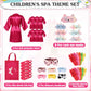 Shihanee 30 Pcs Spa Party Supplies For Girls, 6 Satin Robe 6 Kids Slippers Sleepover Birthday Spa Party Favors (Rose Red)