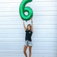 Green Number 6 Balloon 40 Inch, 6 Balloon Number, 6Th Birthday Decorations, Green Party Supplies For Boys Girls