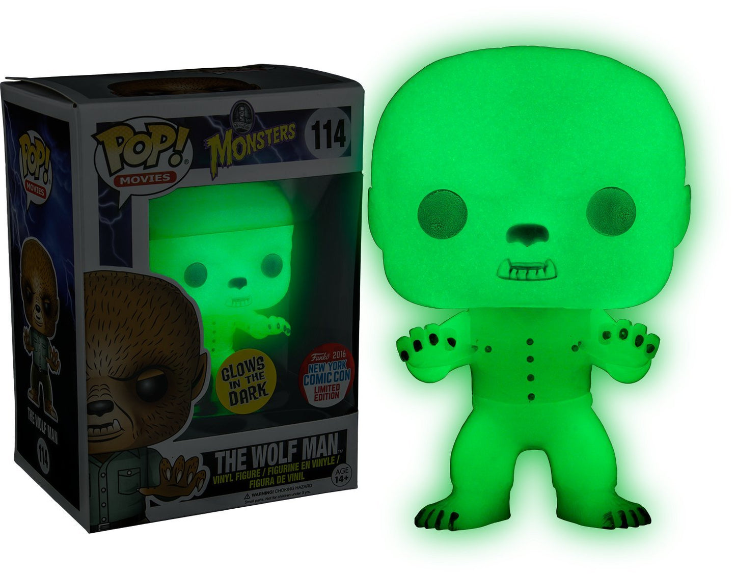 Funko 2016 Nycc Exclusive Pop! Movies Universal Monsters The Wolfman Glow In The Dark Toy Tokyo Limited Edition