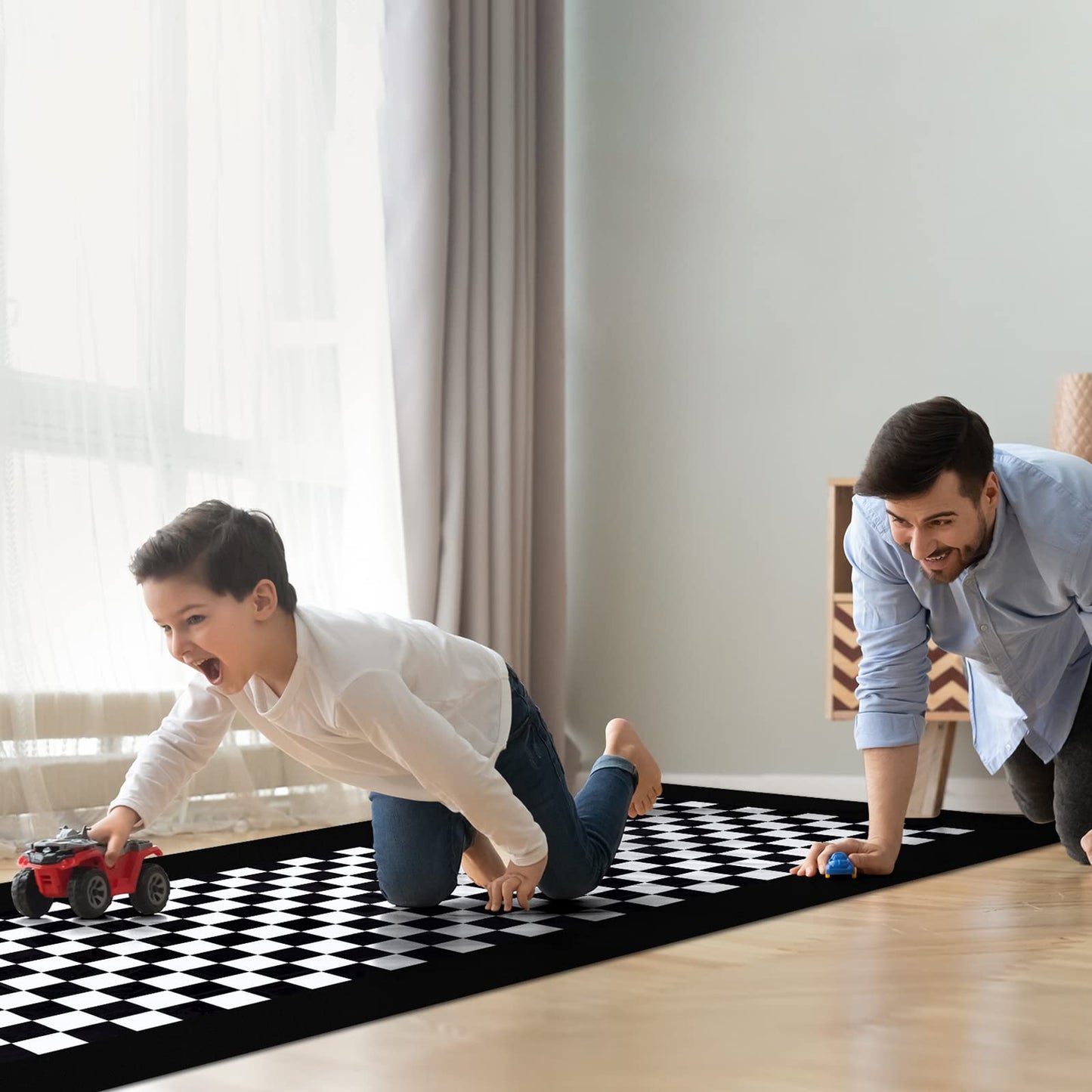 Tallew 6 Pcs Checkered Car Party Supplies Disposable Tablecloth Plastic Table Cover Black And White Checkered Race Table Runner