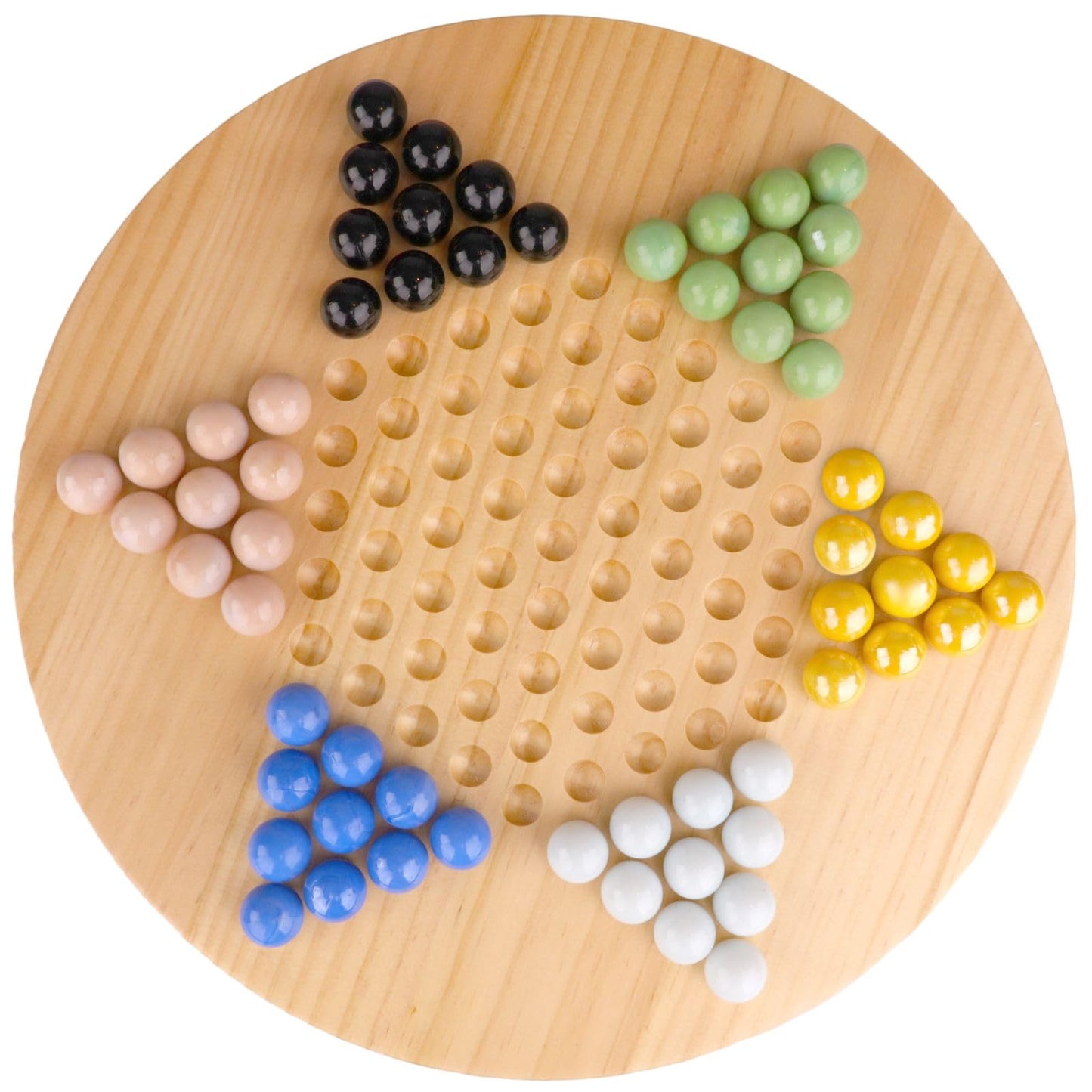 Regal Games Chinese Checkers Board Game With 60 Glass Marbles And 11.5” Board - Wooden Family Fun Game Set