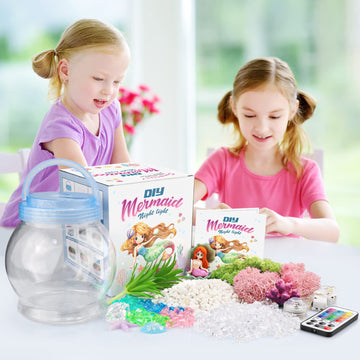 Diy Light-Up Mermaid Terrarium Kit For Kids,3 Light Modes Mermaid Toys & Activities Kits Presents,Arts & Crafts Mermaid Gifts Fo