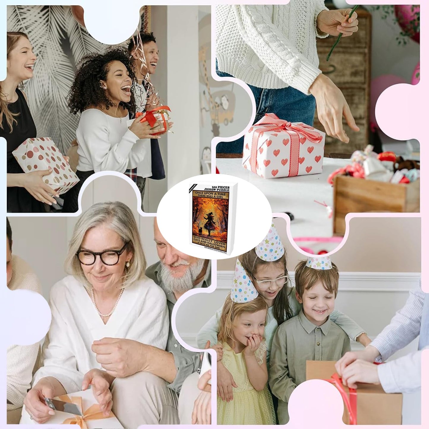 Great Jigsaw Puzzles for mature-themeds 300 Pieces Black Witch Once Upon A Time There was A Girl Who Really Loved Cats Halloween Puzzles for mature-themeds Toys Gift Family Decoration Kids Puzzle