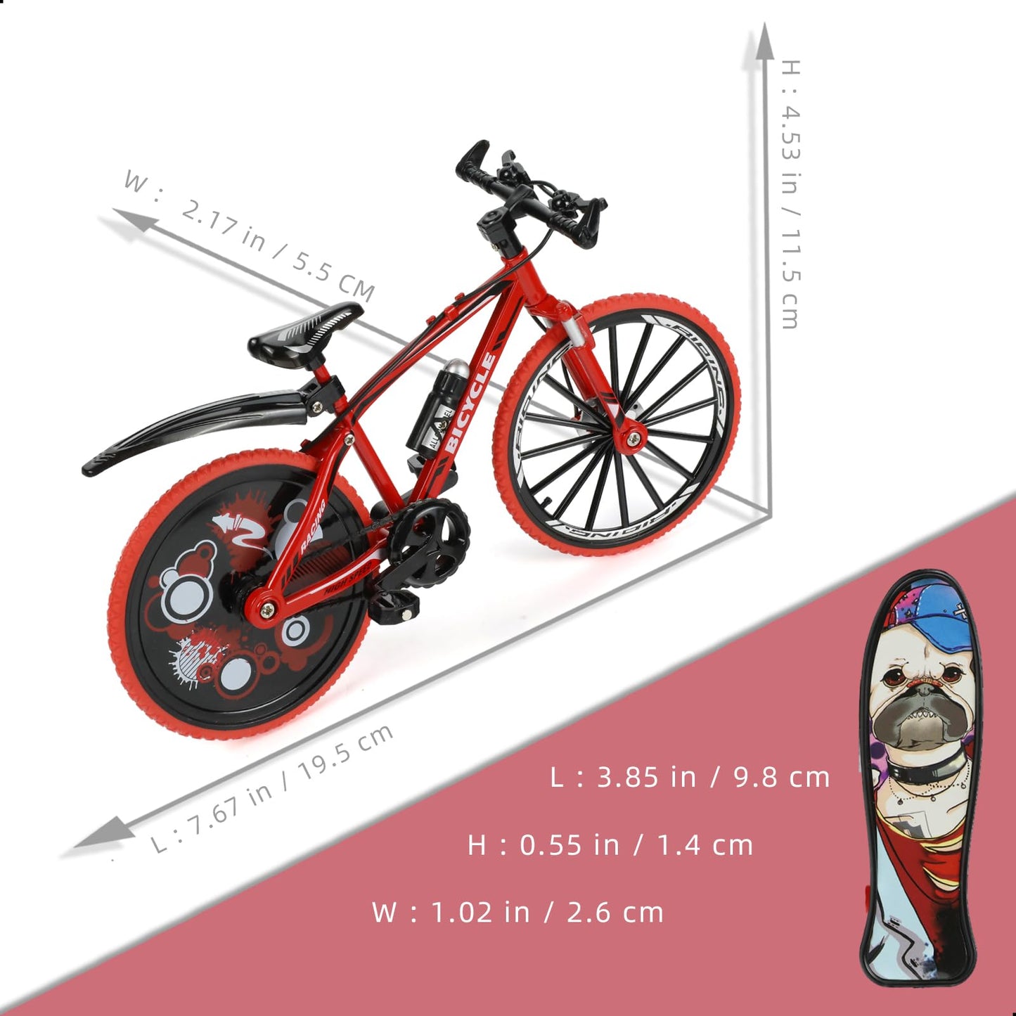 Risopen 1:8 Scale Die-Cast Alloy Mini Road Bike Bicycle Model Toy Finger BMX Toy Desktop Decoration Crafts for Cycling Lovers(Red)