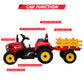 Kids Battery Powered Electric Tractor With Parent Remote Control & Trailer, Toddler 12V Ride On Toy With Dual Motors /2+1 Gear Shift/ 7-Led Lights/Usb & Music Player,Red,25W/Treaded Tires