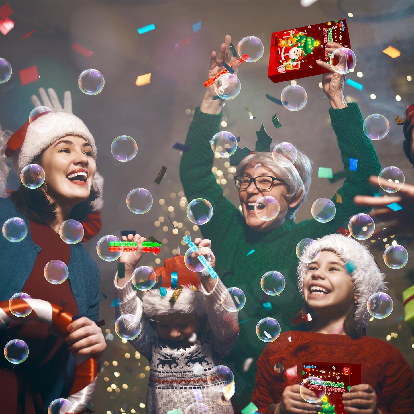 Leetous Christmas Mini Bubbles Wand Party Favors For Toddlers 20 Pack, Christmas Goodie Bags Stocking Stuffers Fillers For Kids,