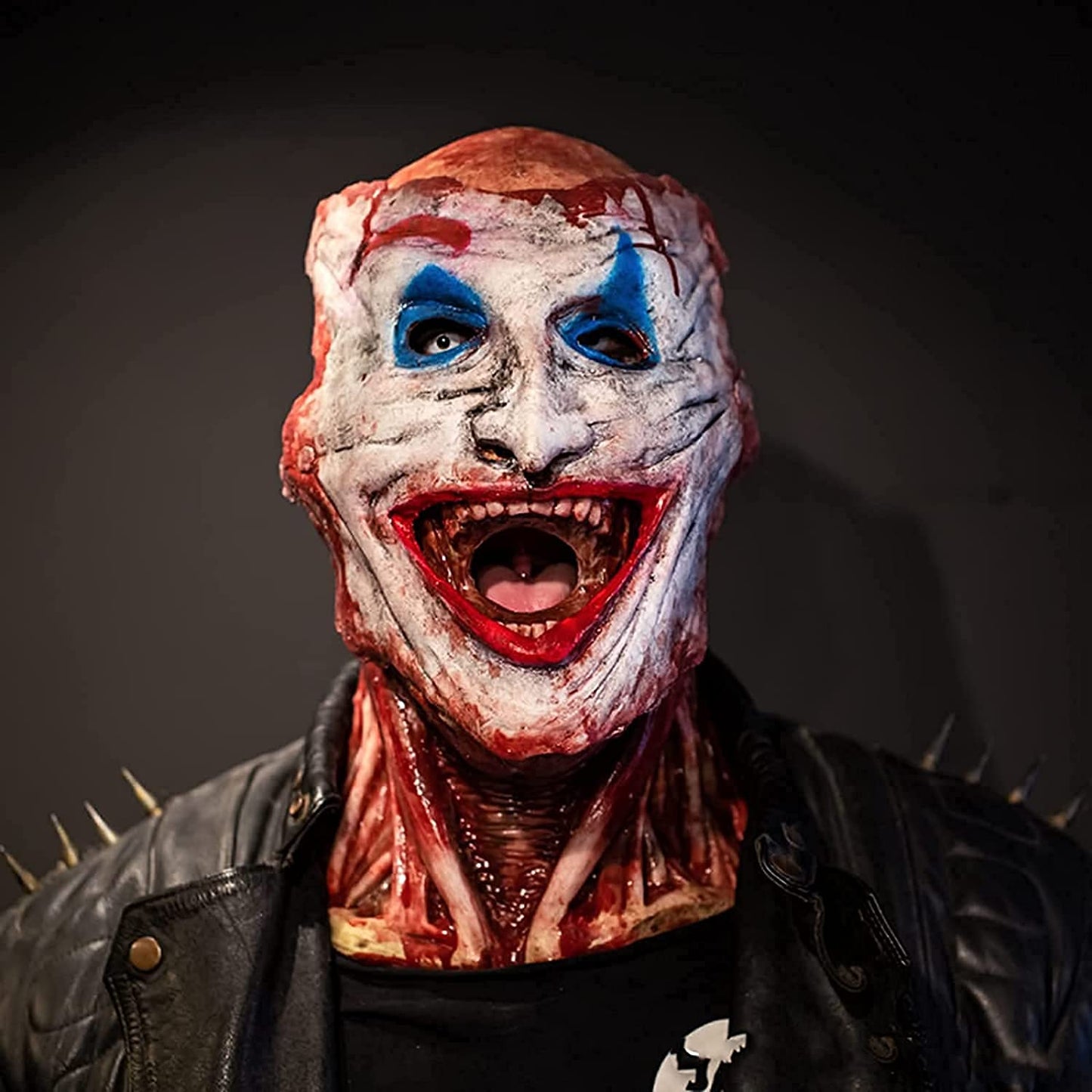 Lanckeli Joker Double Layer Peelable Surface Halloween Horror Mask, Scary Mask + Bloody Creepy Skull Mask with Moving Jaw, Made