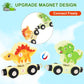 Yzata Magnetic Wooden Dinosaur Train Set Montessori Preschool Educational Car Toys For Baby Toddlers Infants Boys Birthday Gifts