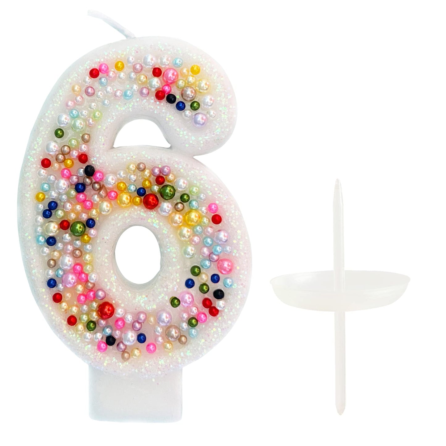 Birthday Candles, Pearl Sequin Number Candle Party Supplies (number-6)
