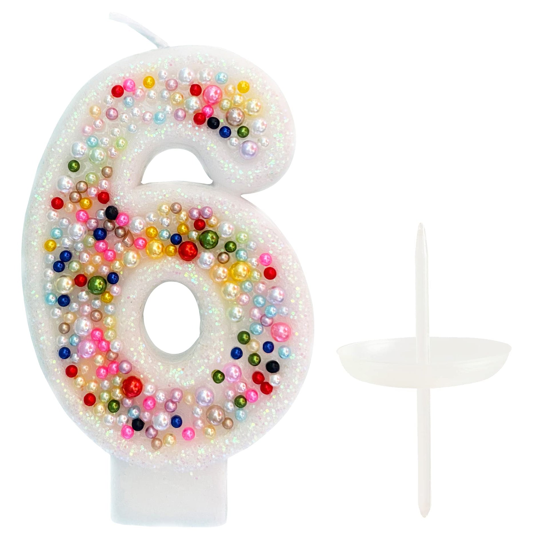 Birthday Candles, Pearl Sequin Number Candle Party Supplies (number-6)