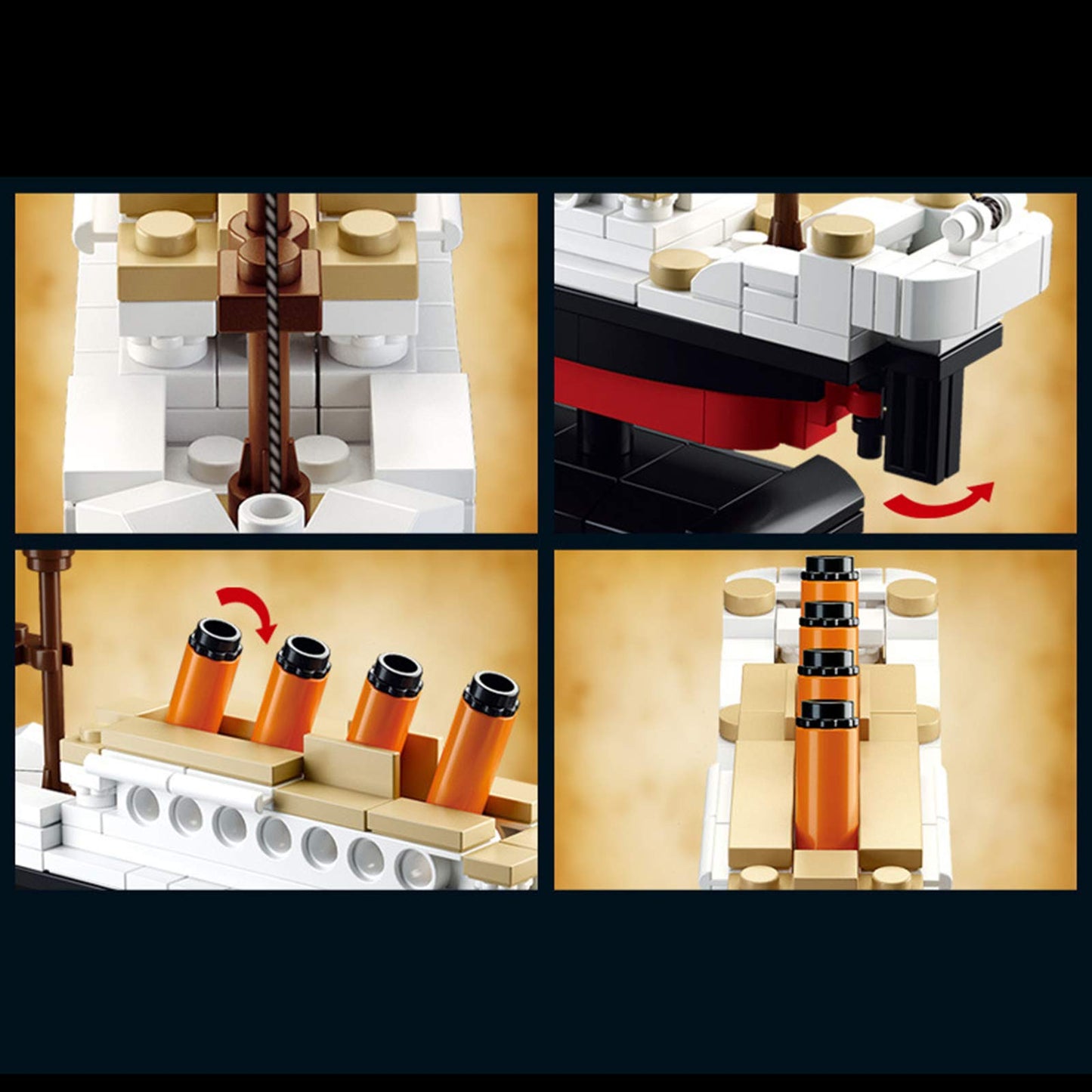 Susengo Building Blocks For Titanic Shipboat 3D Model Educational Gift Toys For Children 194Pcs