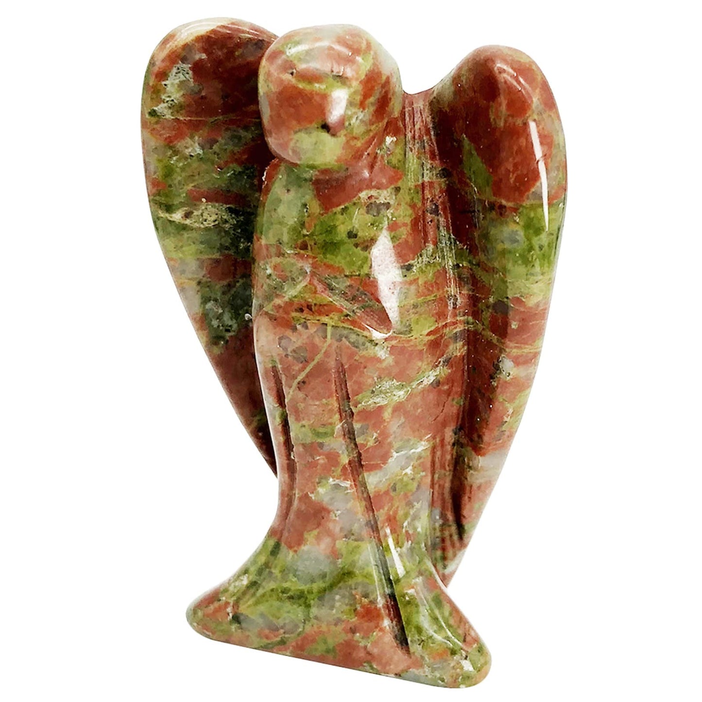 Fekuar Natural Unakite Guardian Angel Statue, Hand-Carved Healing Crystal Pocket Figurines Decoration 2 Inches