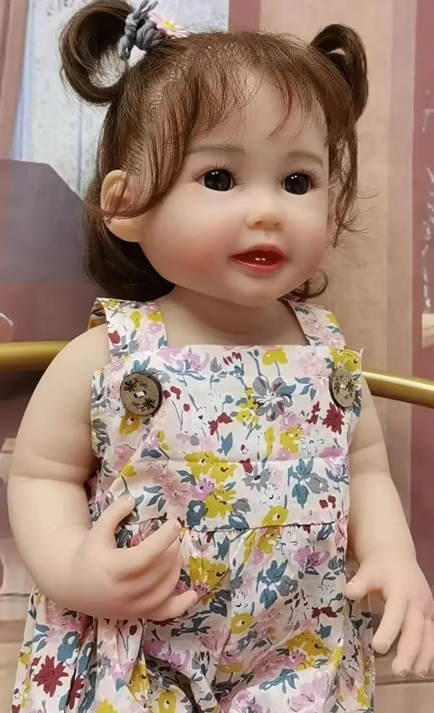 TERABITHIA 22 Inches Cute Lifelike Happy as Can be Reborn Baby Doll Crafted in Full Body Silicone Vinyl Anatomically Correct Realistic Smiling with Teeth Newborn Toddler Dolls Washable Girl WW01379-b