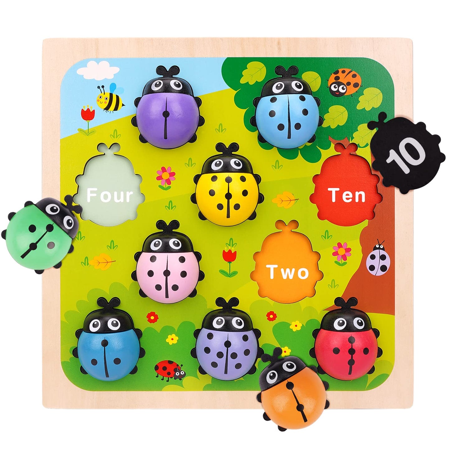 Wooden Counting Ladybugs Montessori Counting Toys For Toddlers Learning Education Toy Ladybugs Puzzle Numbers Matching Preschool