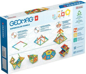 Geomag Magnetic Toys Supecolor Tiles 78-Piece Building Set For Kids Ages 5-99 | Swiss-Made Stem & Steam Authenticated Educational Toy Made From 100% Recycled Plastic | Creative Learning Play