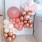 Dusty Pink Blush Balloons, Retro Boho Pink Balloons Cream White Balloon Pearl Light Pink And Metallic Rose Gold Confetti Balloon